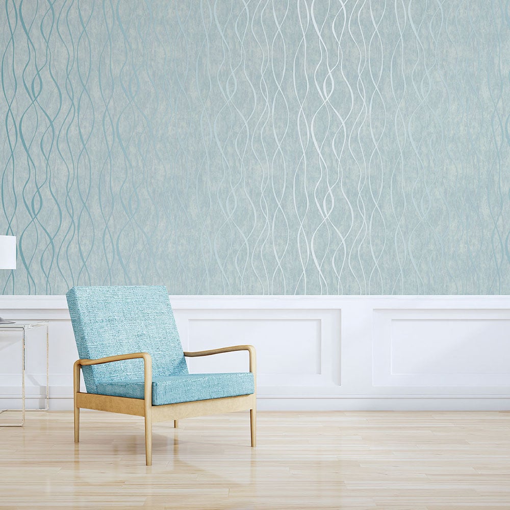 Galerie Special FX Metallic Ribbon Light Teal Wallpaper Image 2