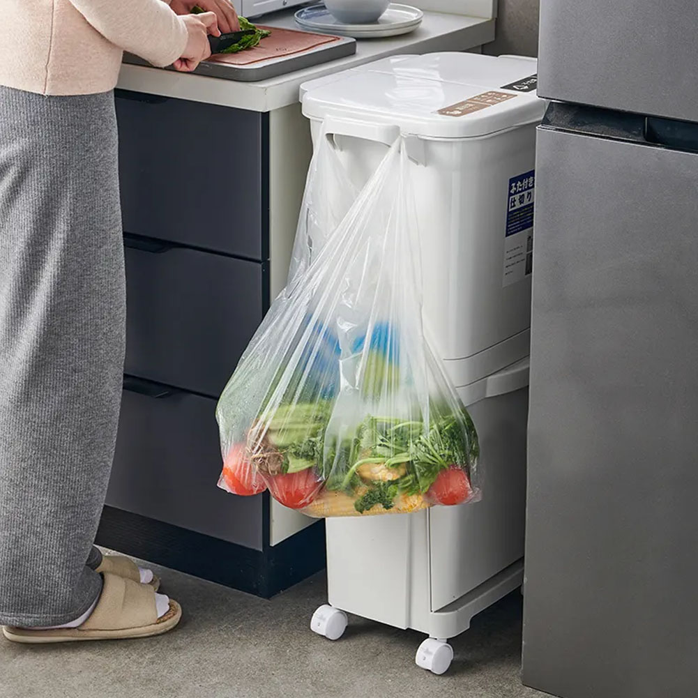 White Double-lid 45L Kitchen Trash Bin Image 5