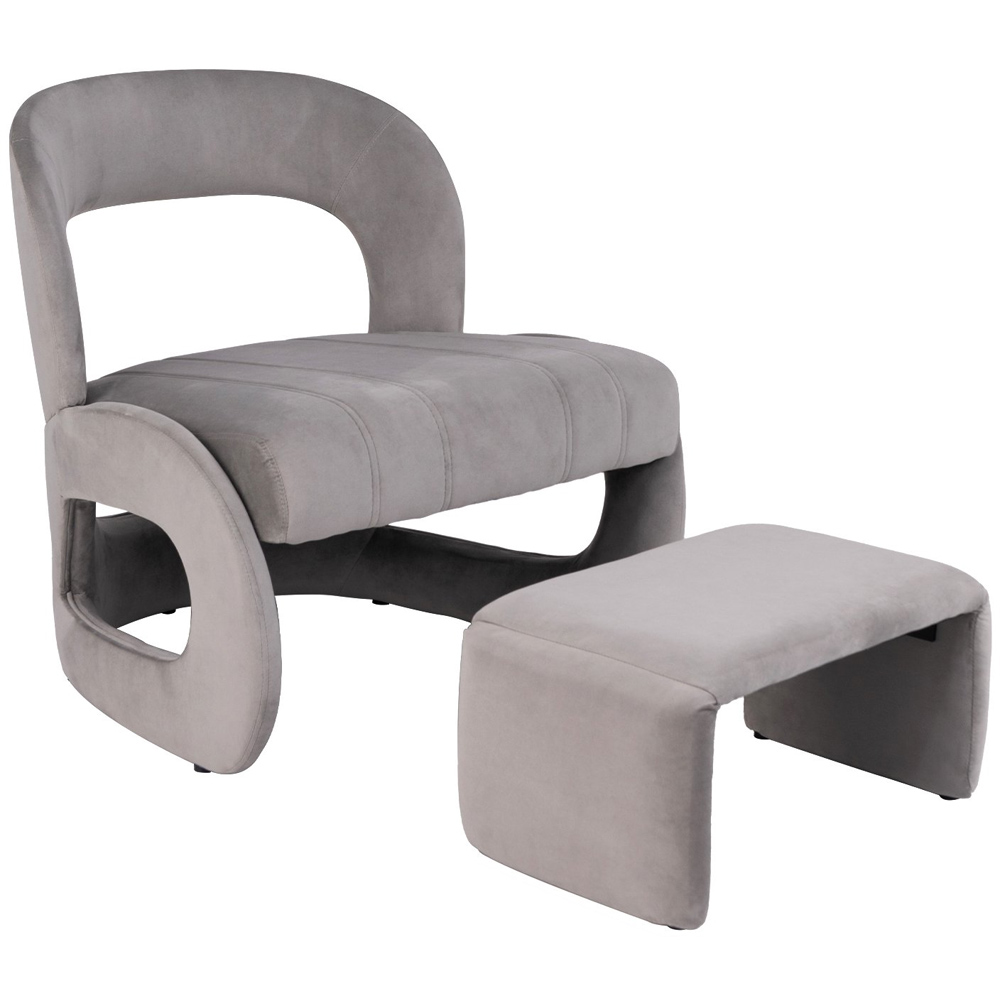 Costway Grey Accent Chair with Ottoman Image 2