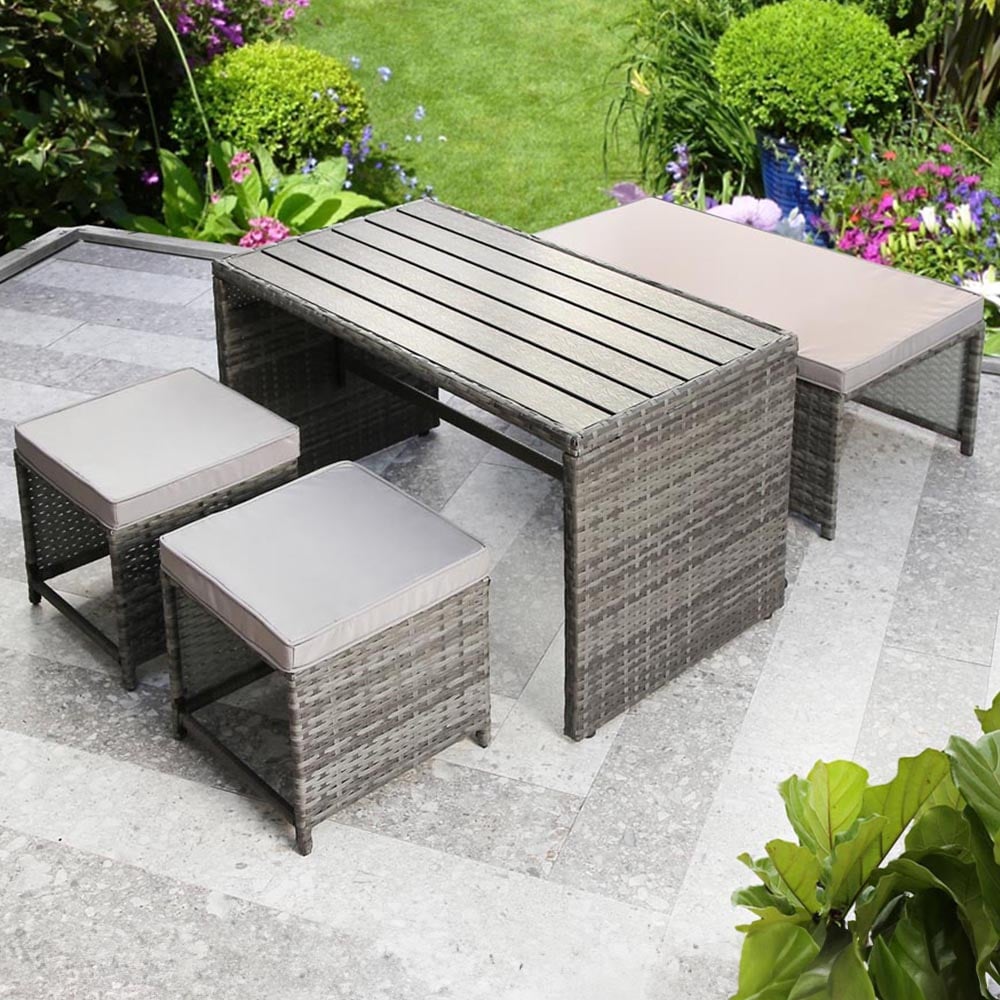 Alena 2 Seater Grey Rattan Convertible Sofa Set Image 5
