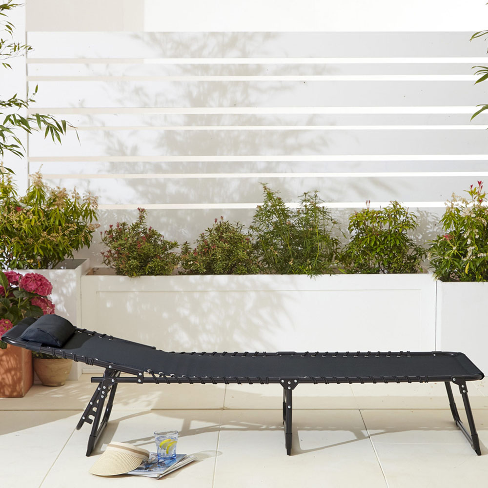 Neo Set of 2 Black Folding Sun Loungers Image 7