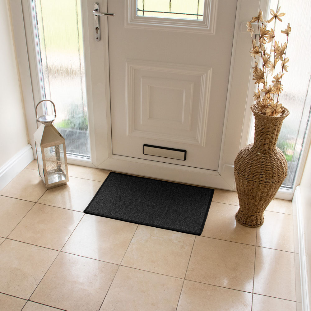 JVL Eden Black Indoor Machine Washable Doormat 40 x 60cm Image 2