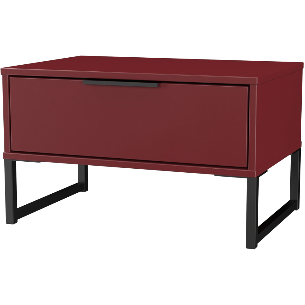 Crowndale Hong Kong Single Drawer Red Matt Wide Side Table Ready Assembled Image 2