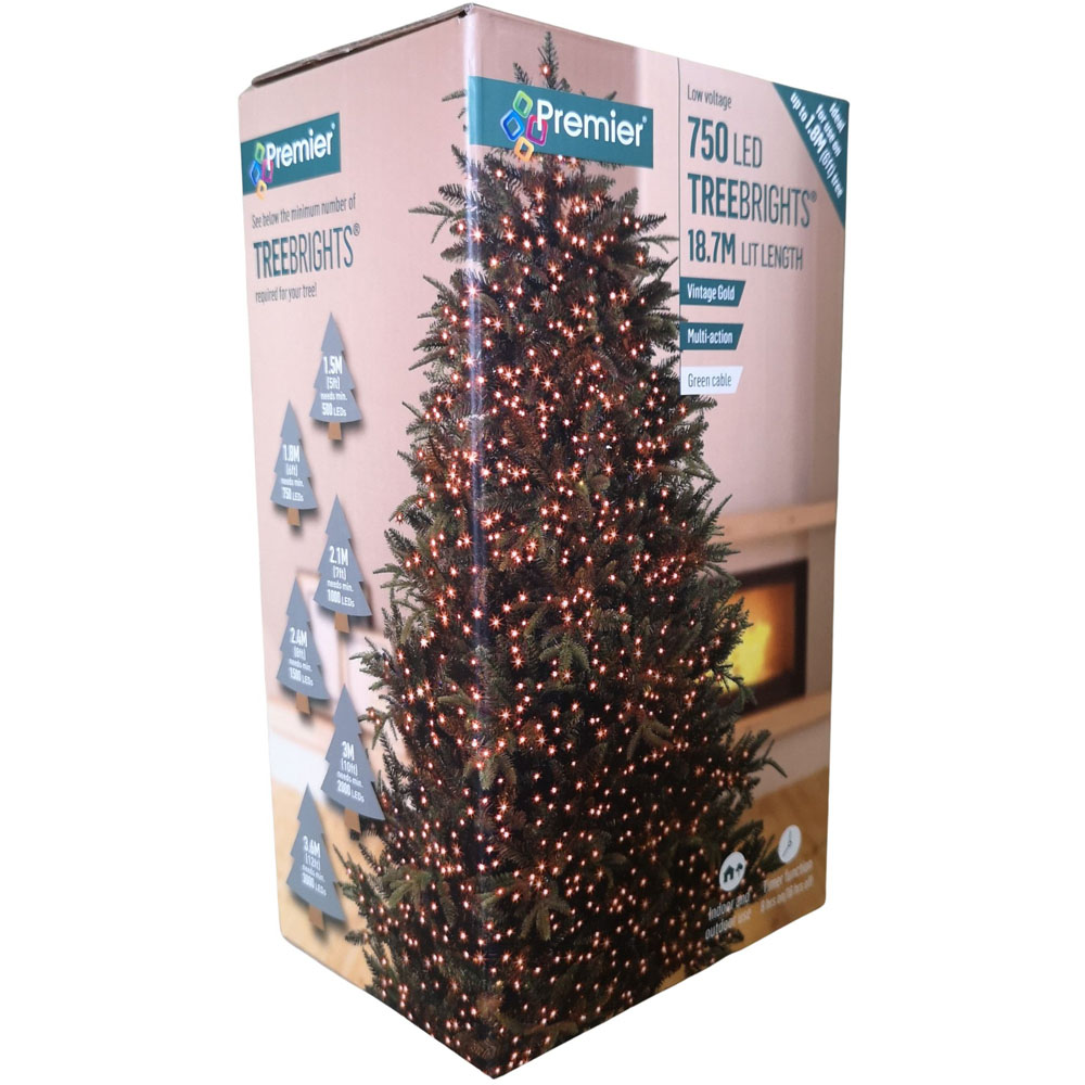 Premier 750 TreeBrights Vintage Gold LED Multi-Function Christmas String Light 18.7m Image 2