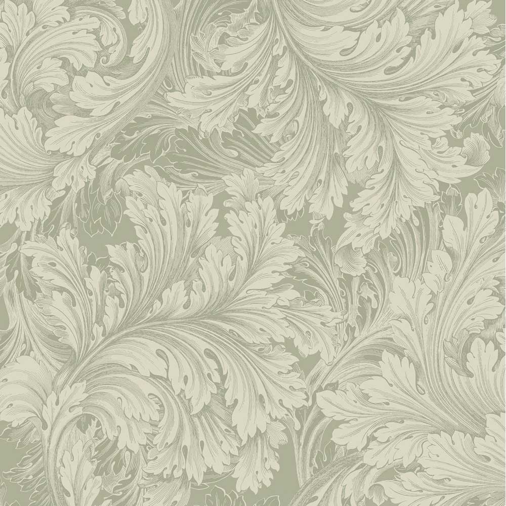 Grandeco Rossetti Acanthus Leaves Scroll Green Wallpaper Image 1