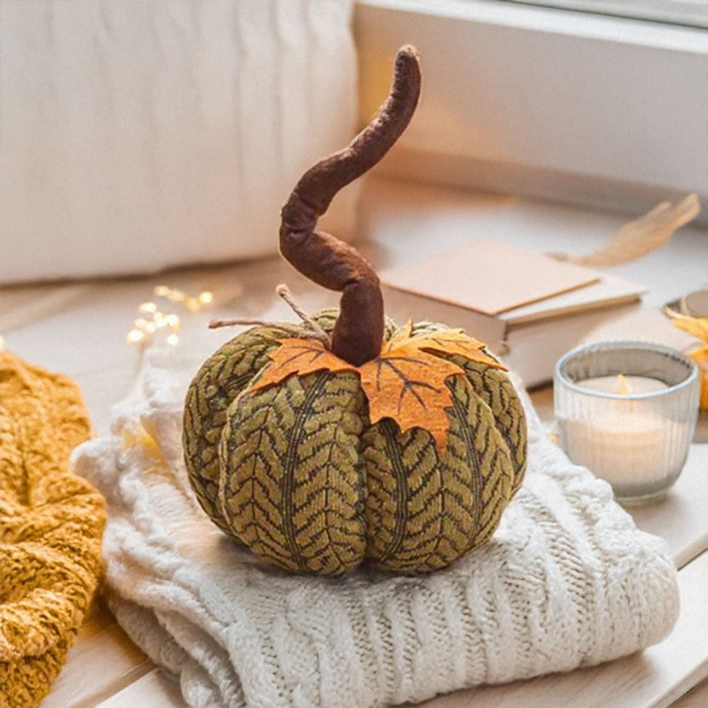 Garden Mile Green Plush Pumpkin Halloween Decoration Set 13cm 4 Pack Image 3