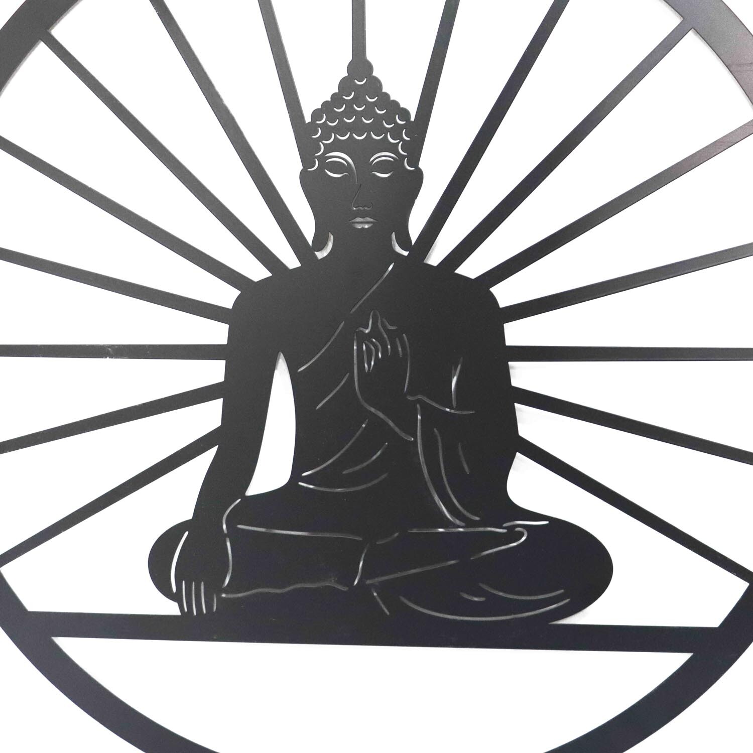 Indoor/Outdoor Peaceful Buddha Art - Black Image 4
