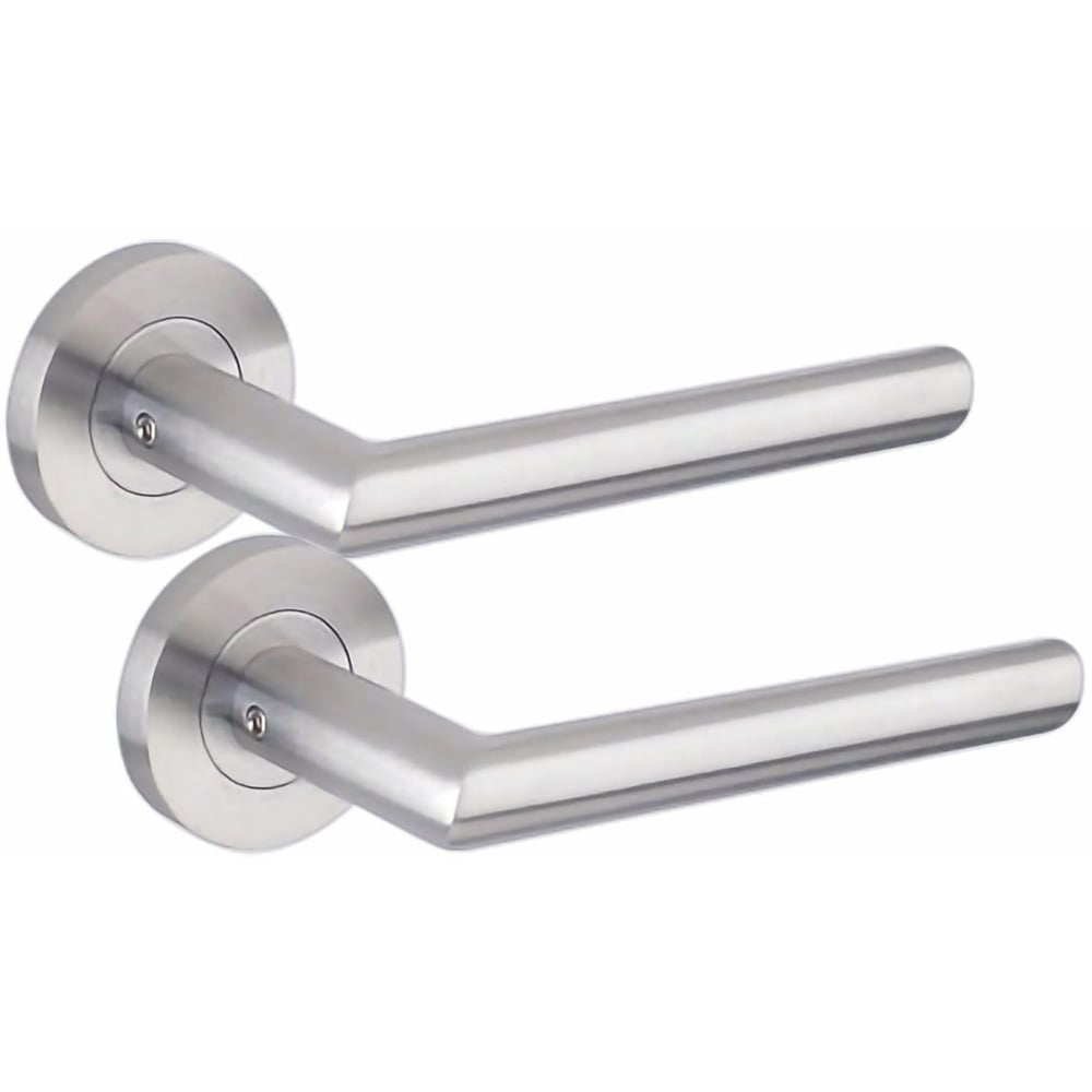 Golden Grace Mitred Satin Nickel Door Handle Pair with Tubular Latch and Hinges 52mm 4 Pack Image 3