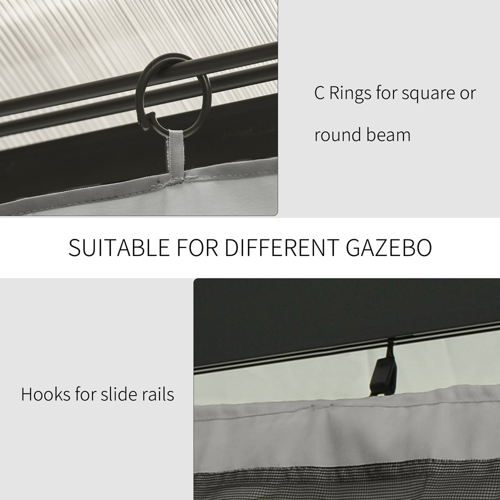 Outsunny 3 x 3m Light Grey Universal Gazebo Replacement Sidewall 4 Pack Image 6