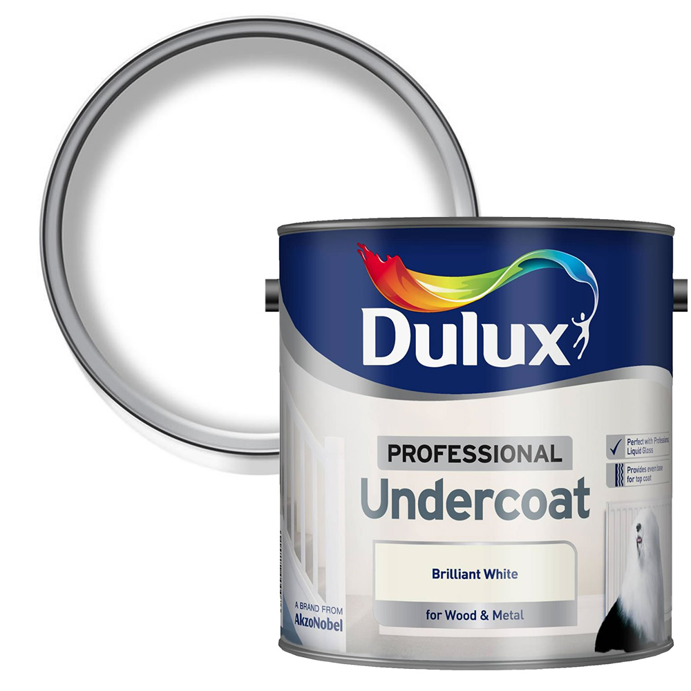 Dulux Professional Wood & Metal Brilliant White Undercoat Paint 2.5L Image 1