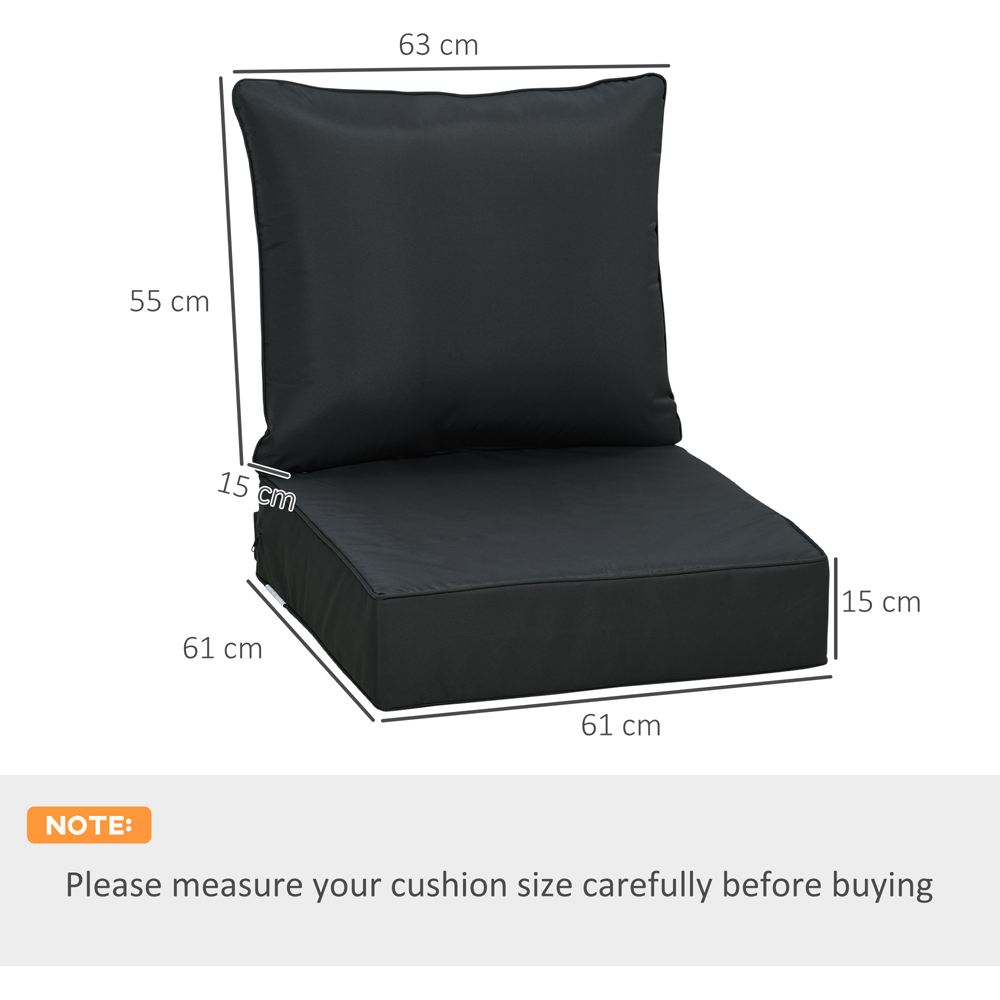 Outsunny Black Seat and Back Garden Chair Cushion Set Image 7