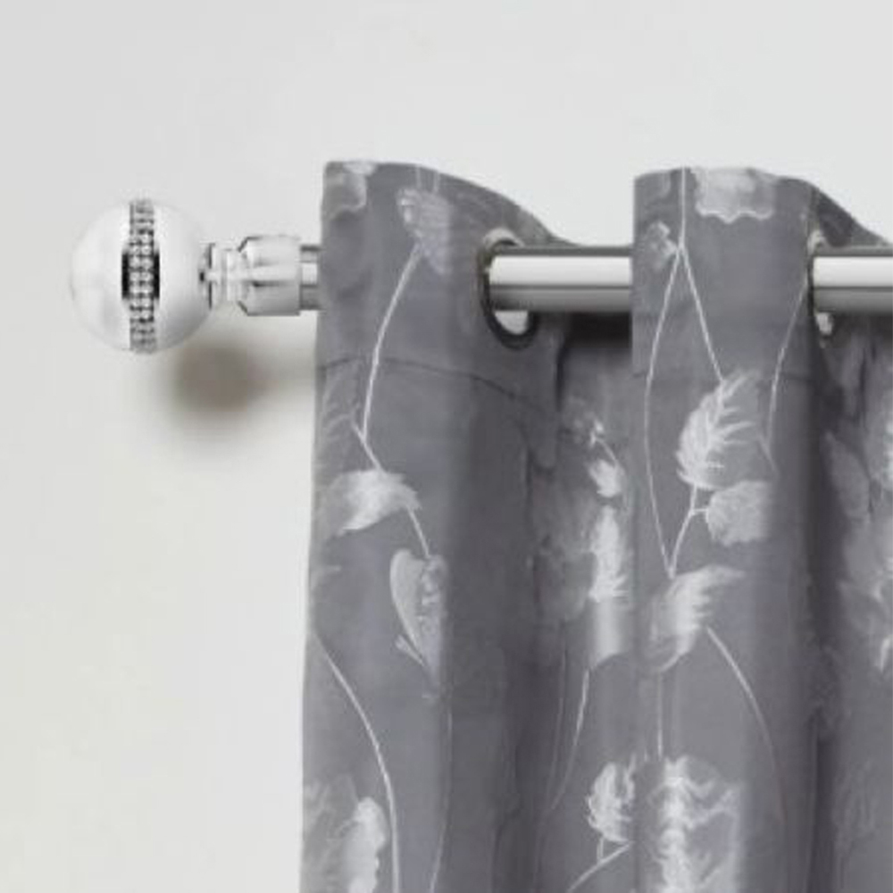 New Edge Blinds Bejeweled 160-300cm Extendable Chrome Eyelet Metal Curtain Pole Set Image 2