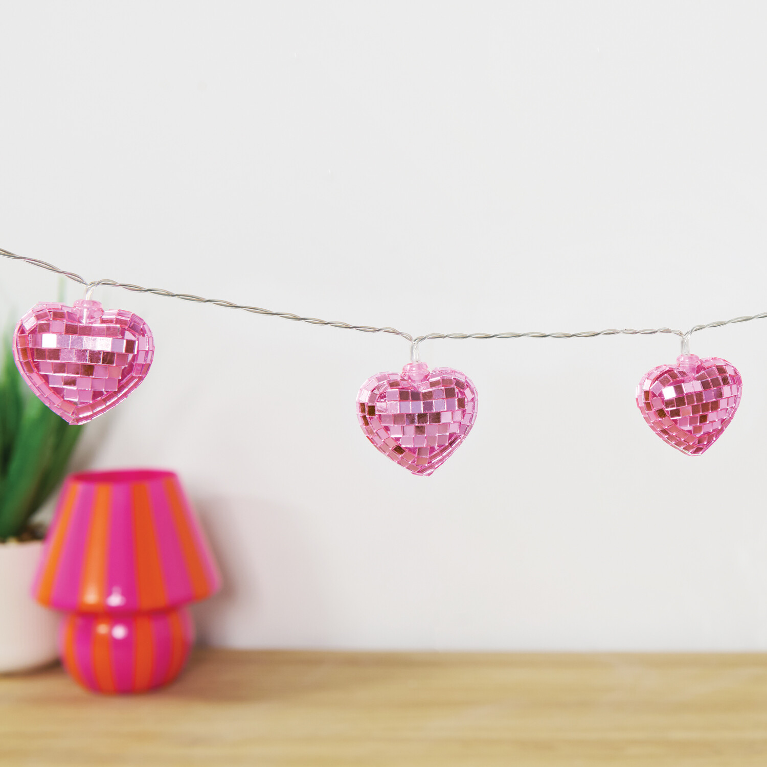 Disco Heart String Lights Pink Image 3