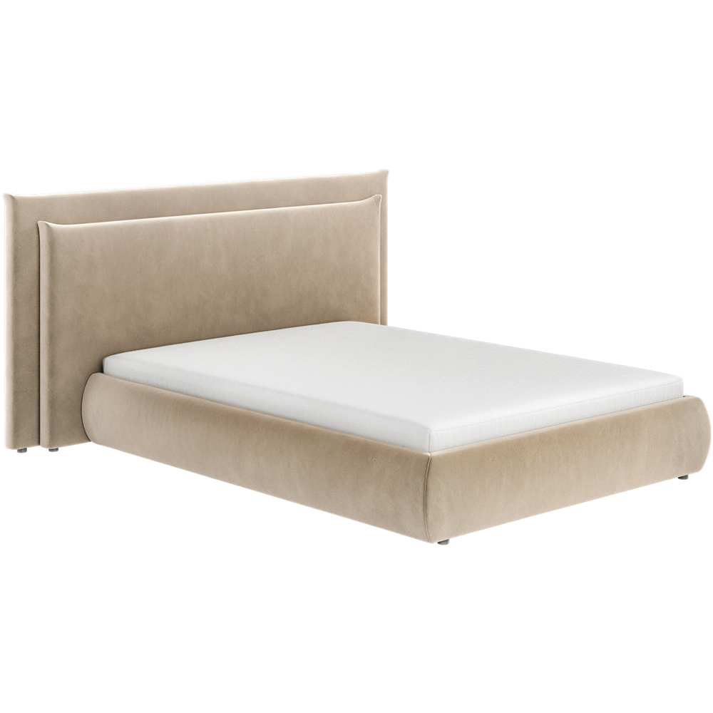 Solace+Co Sigrid King Size Sand Velvet Ottoman Storage Bed Image 2