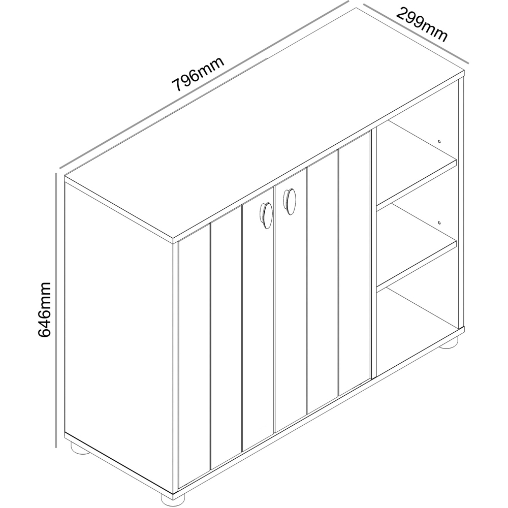 GFW Bideford Grey Oak Shoe Cabinet with Open Storage Image 8