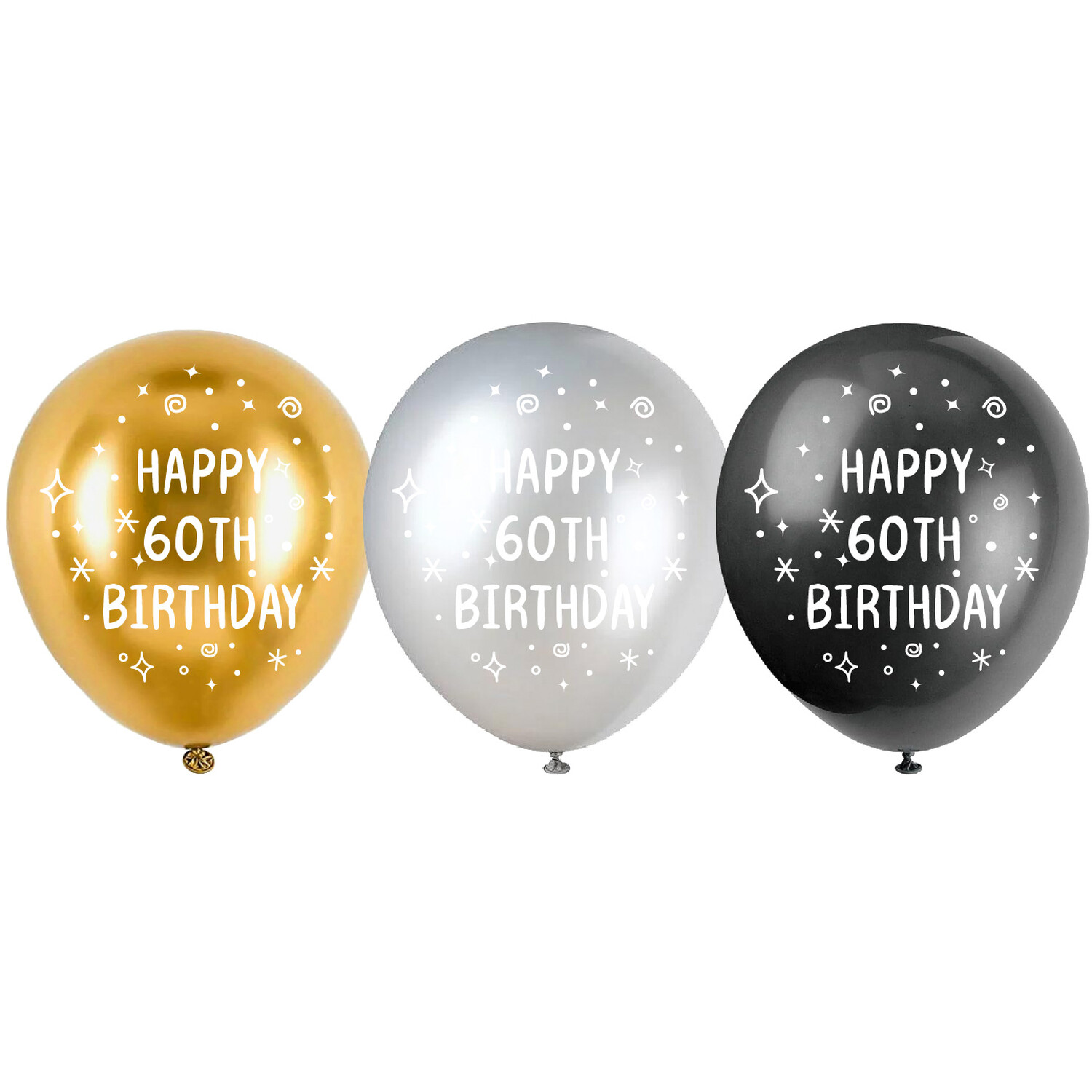 Pack of 8 Birthday Latex Balloons - 60th Image 1
