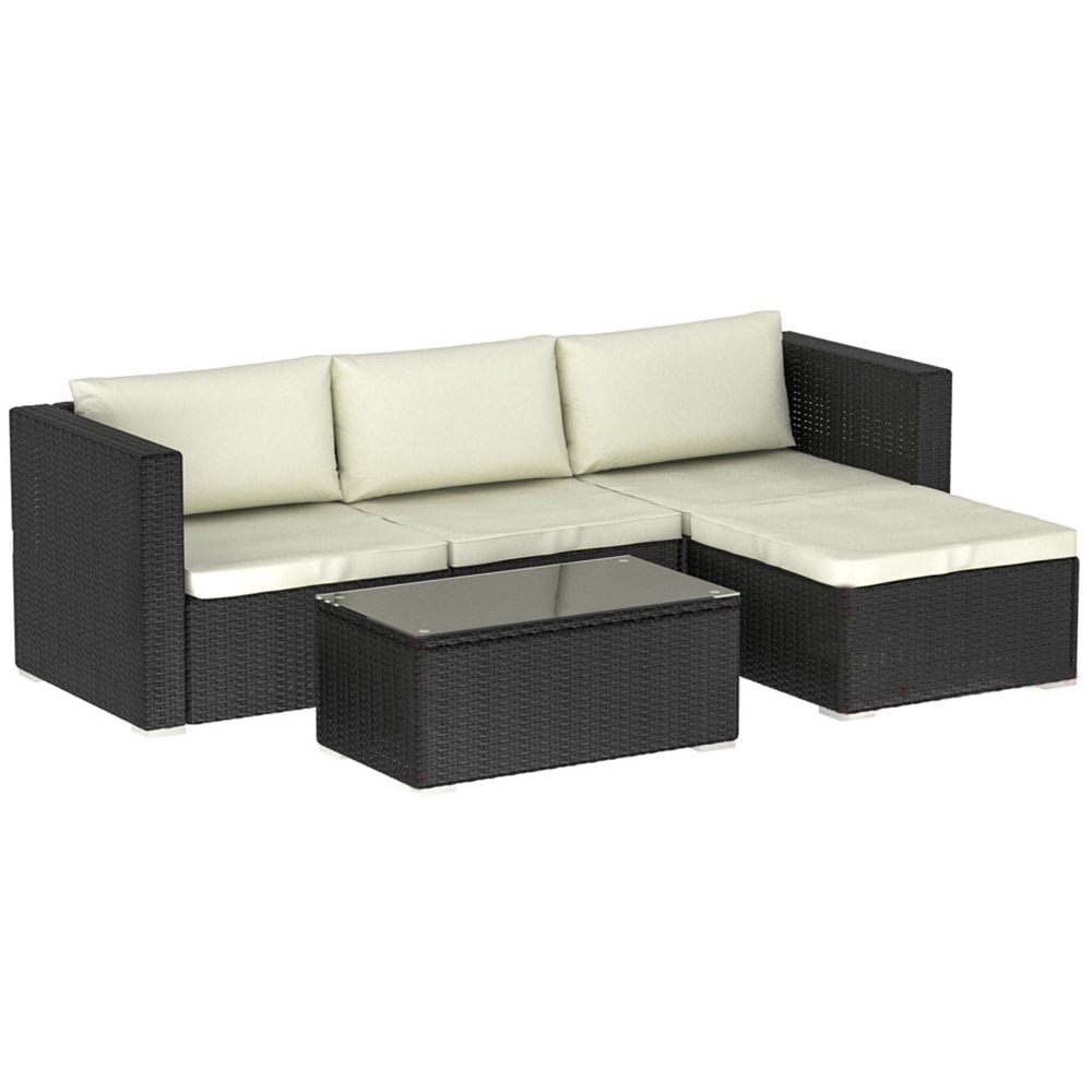 Garden Vida Hampton 4 Seater Black Rattan Corner Lounge Set Image 2