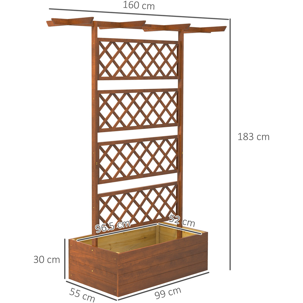 Outsunny Orange Wooden Raised Garden Bed Trellis Planter for Climbing Plants Image 7