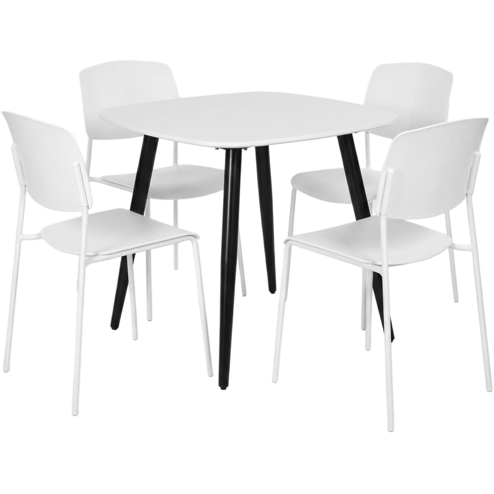 Core Products Aspen Academy 4 Seater Plastic Square Dining Set White Image 2