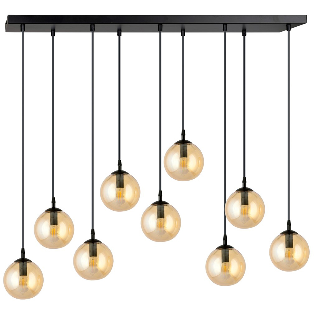 Emibig Cosmo 9 Light Amber Shade Black E14 Ceiling Pendant Light Image 1