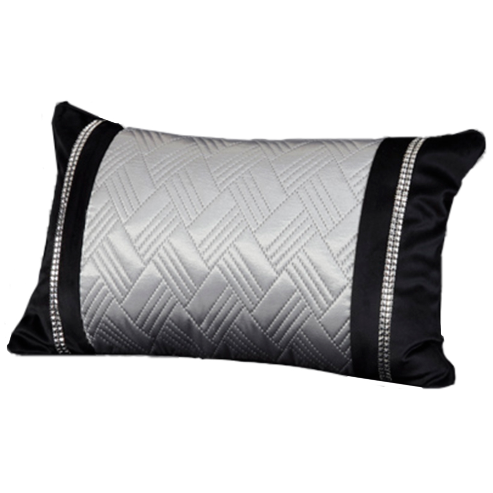 Rapport Home Capri Black and Silver Filled Boudoir Cushion Image 1