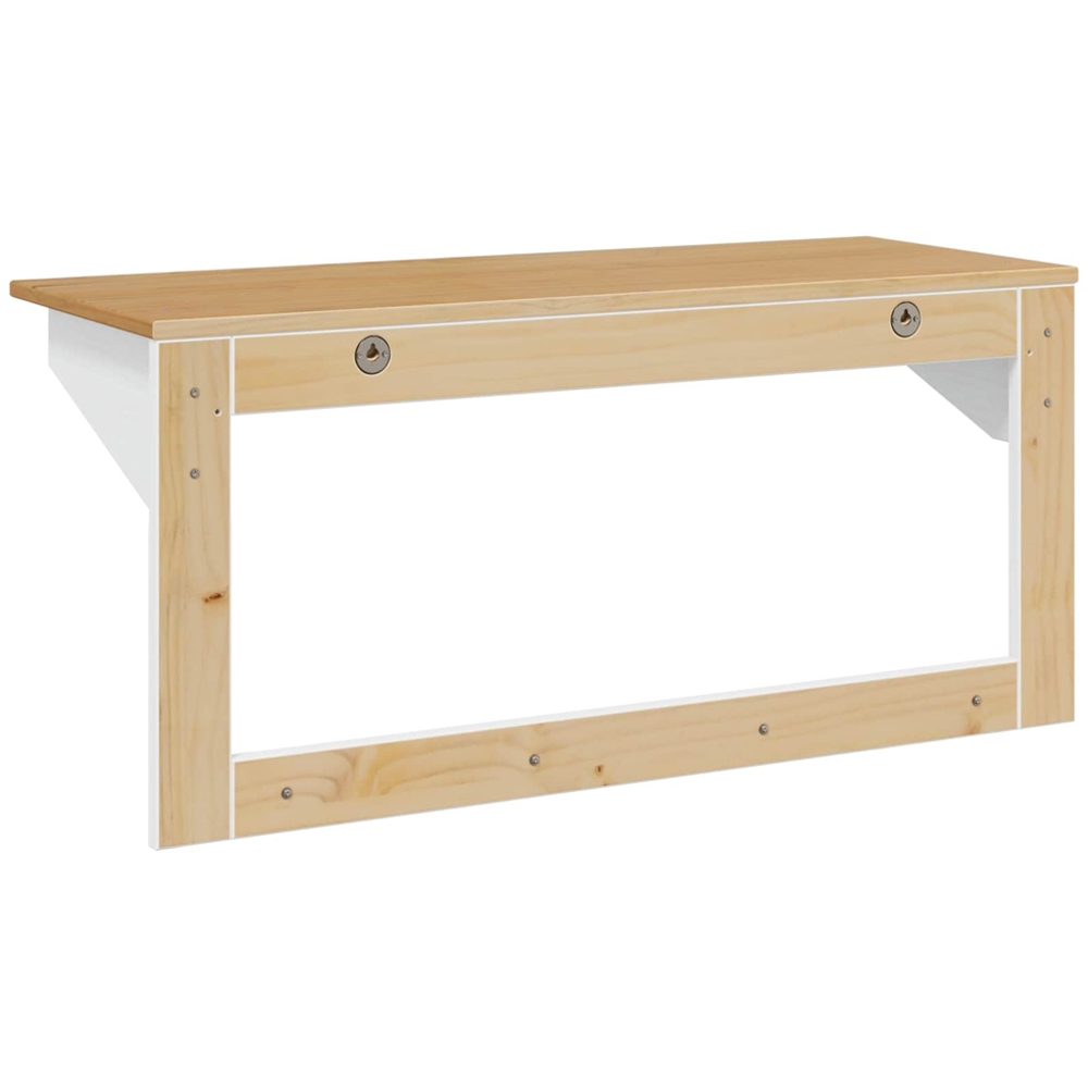 vidaXL Hill Single Shelf White and Honey Brown Wall Mounted Coat Rack with Hook Image 4