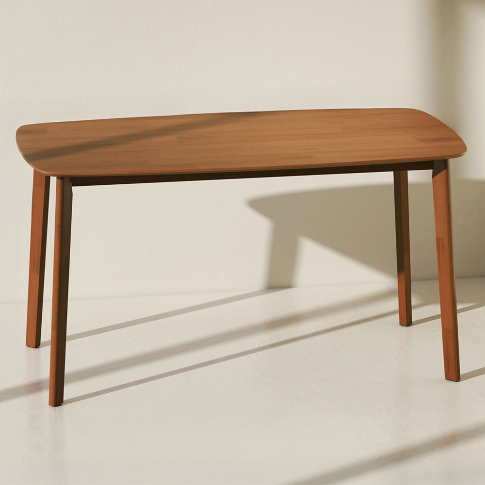 HOMCOM 6 Seater Rectangular Solid Wood Frame Dining Table Light Brown Image 1