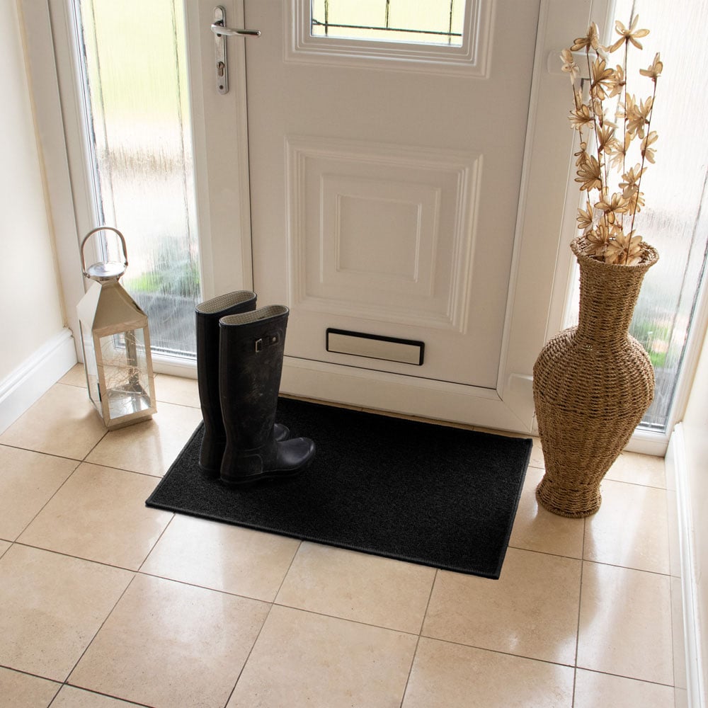 JVL Eden Black Indoor Machine Washable Doormat 50 x 80cm Image 8