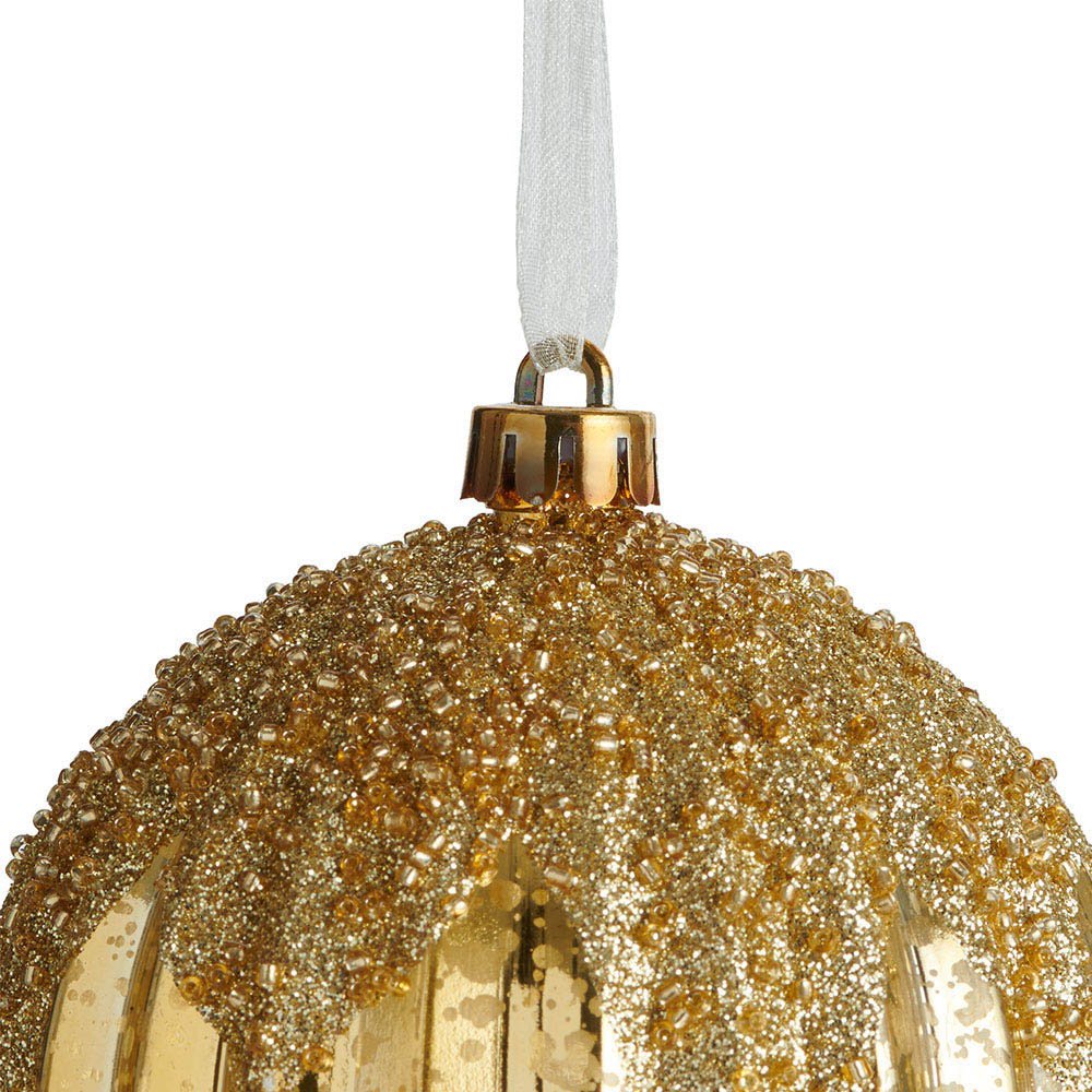 Wilko 6 Pack Majestic Gold Pleated Bauble Image 3