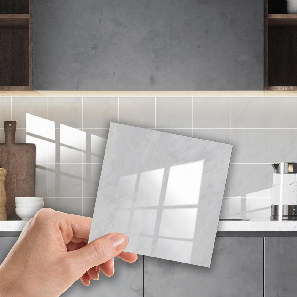 Walplus Light Grey Marble Stone Tile Sticker 12 Pack Image 5