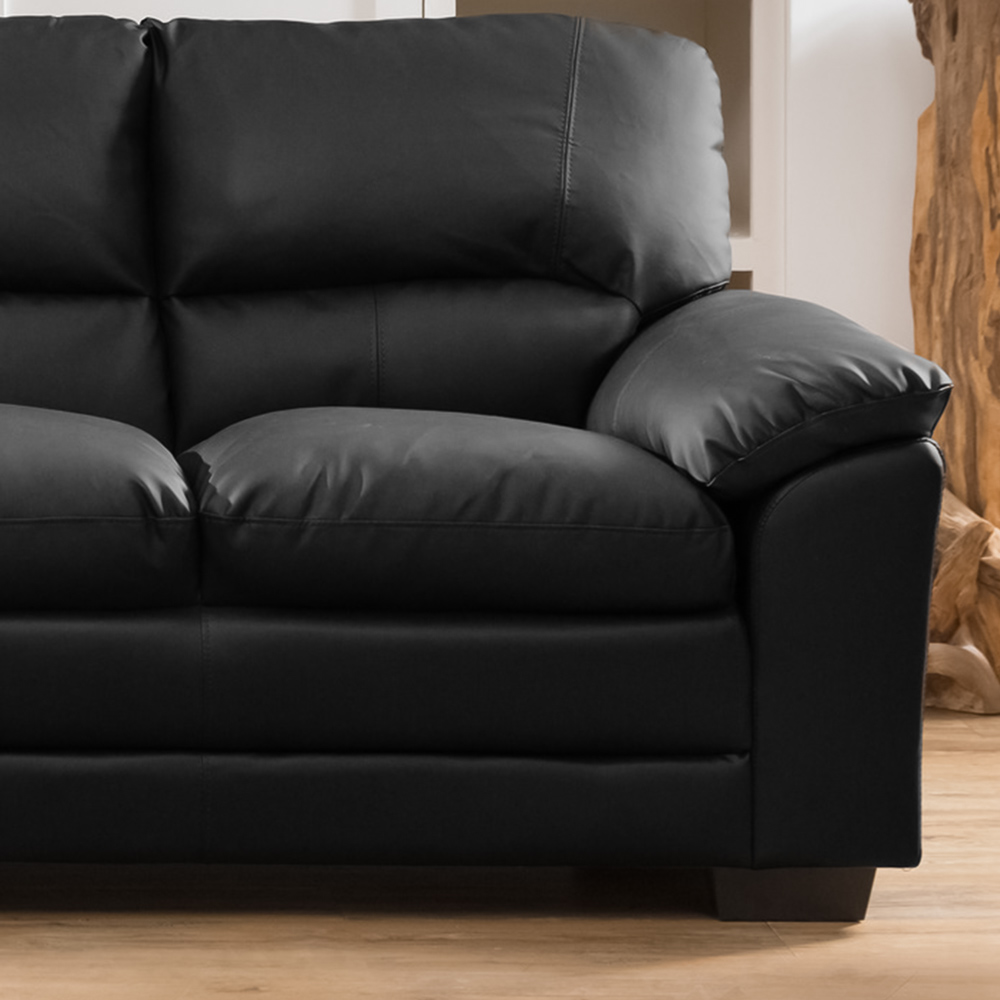 Genoa 3 Seater Black Bonded Leather Sofa Bed Image 2