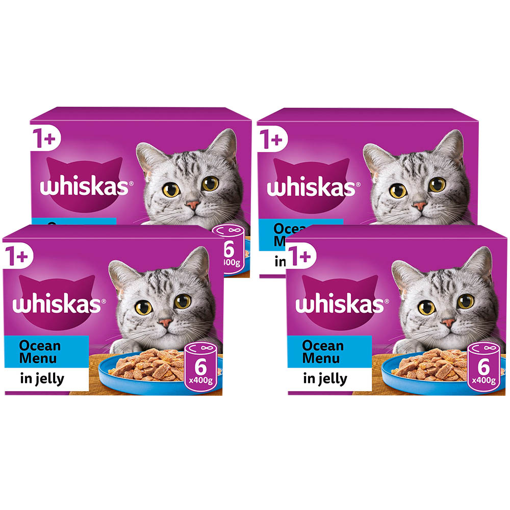 Whiskas Fish Selection in Jelly Adult Tinned Cat Food 400g Case of 4 x 6 Pack Image 1