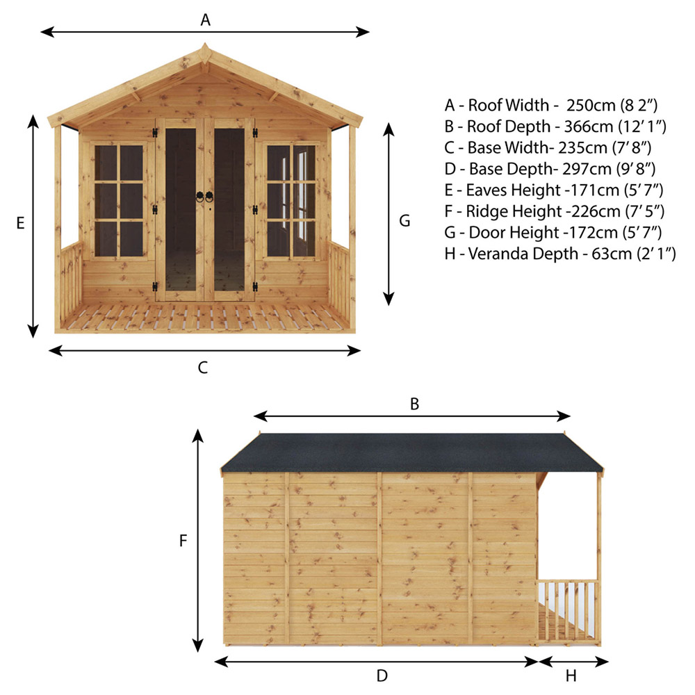 Mercia 12 x 8ft Double Door Premium Traditional Summerhouse Image 7