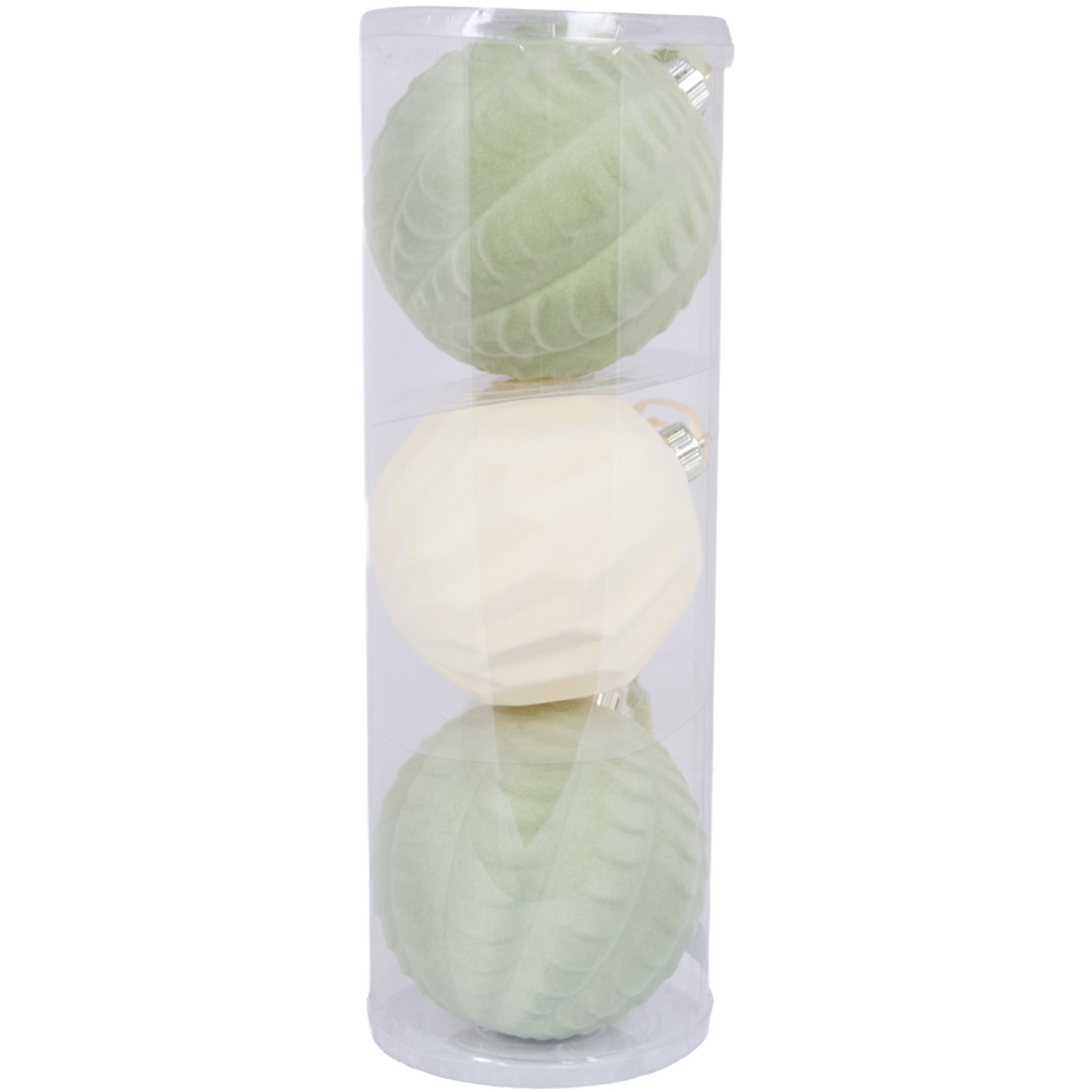 Pack of 3 XL Sage and Cream Baubles Image 1