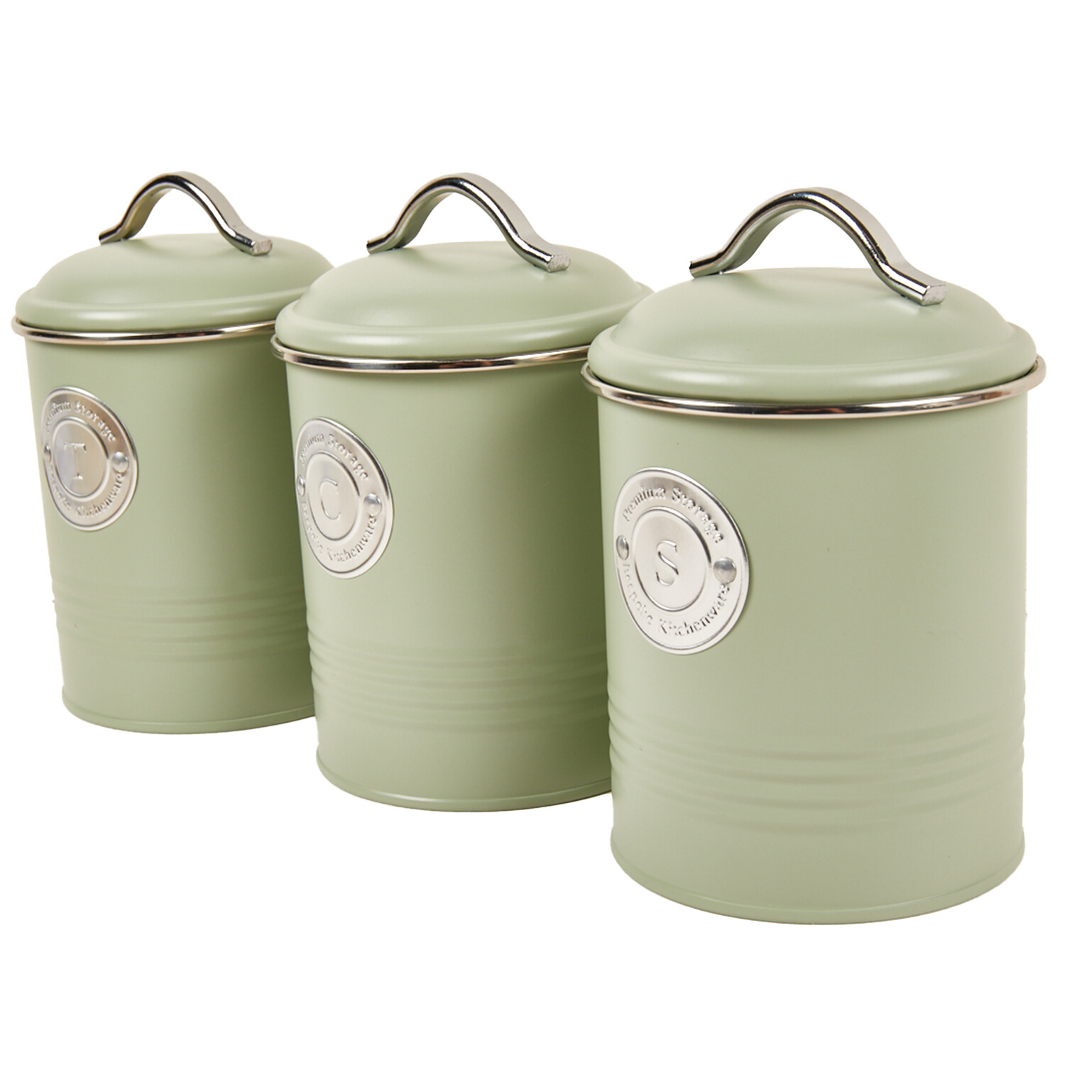 3 Piece Sage Ribbed Canister Set - Sage Image 4
