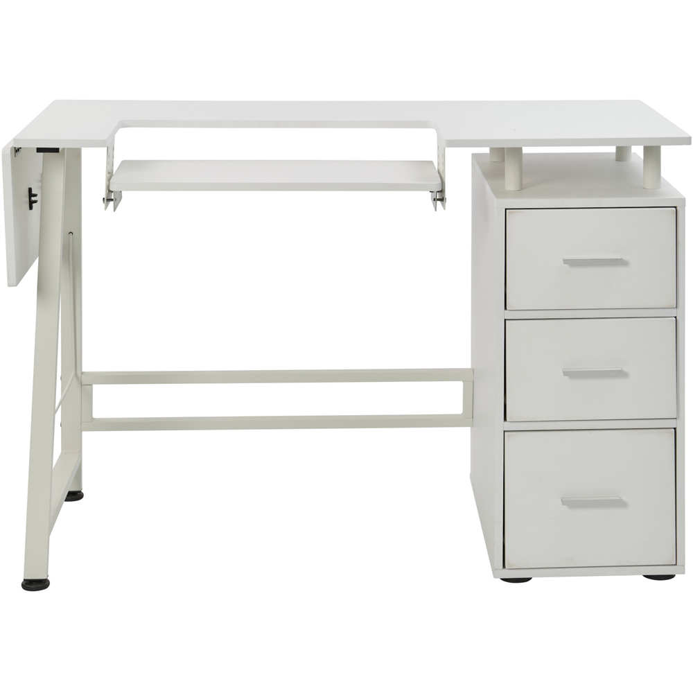 Sewing Online WC1011 3 Drawer White Large Sewing Table with Adjustable Platform Image 3