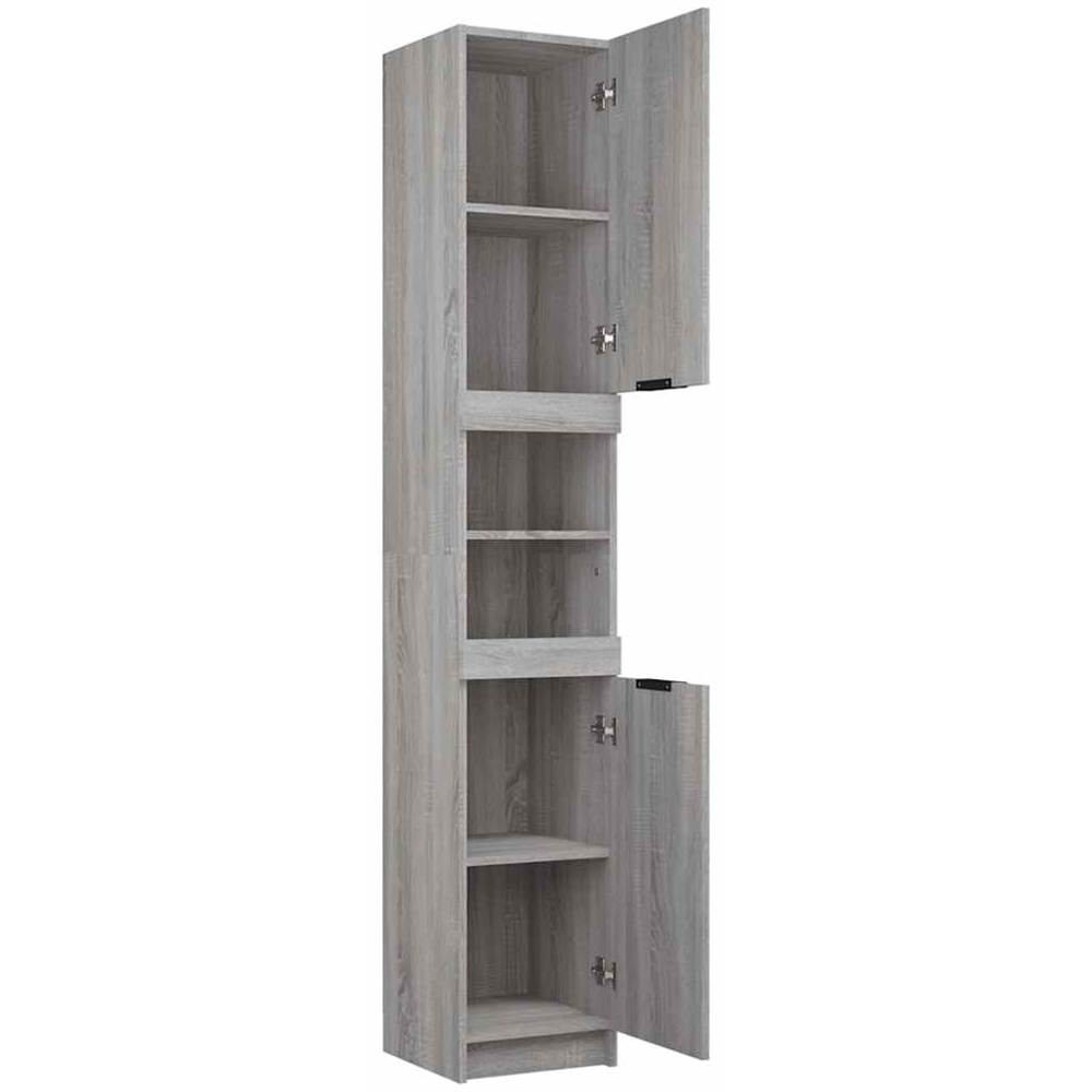 vidaXL 2 Door 2 Shelf Grey Wooden Bathroom Cabinet Image 5