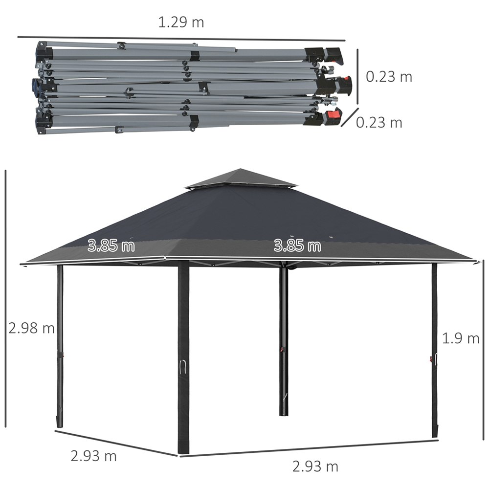 Outsunny 4 x 4m Grey Outdoor Pop Up Adjustable Gazebo with Bag Image 6