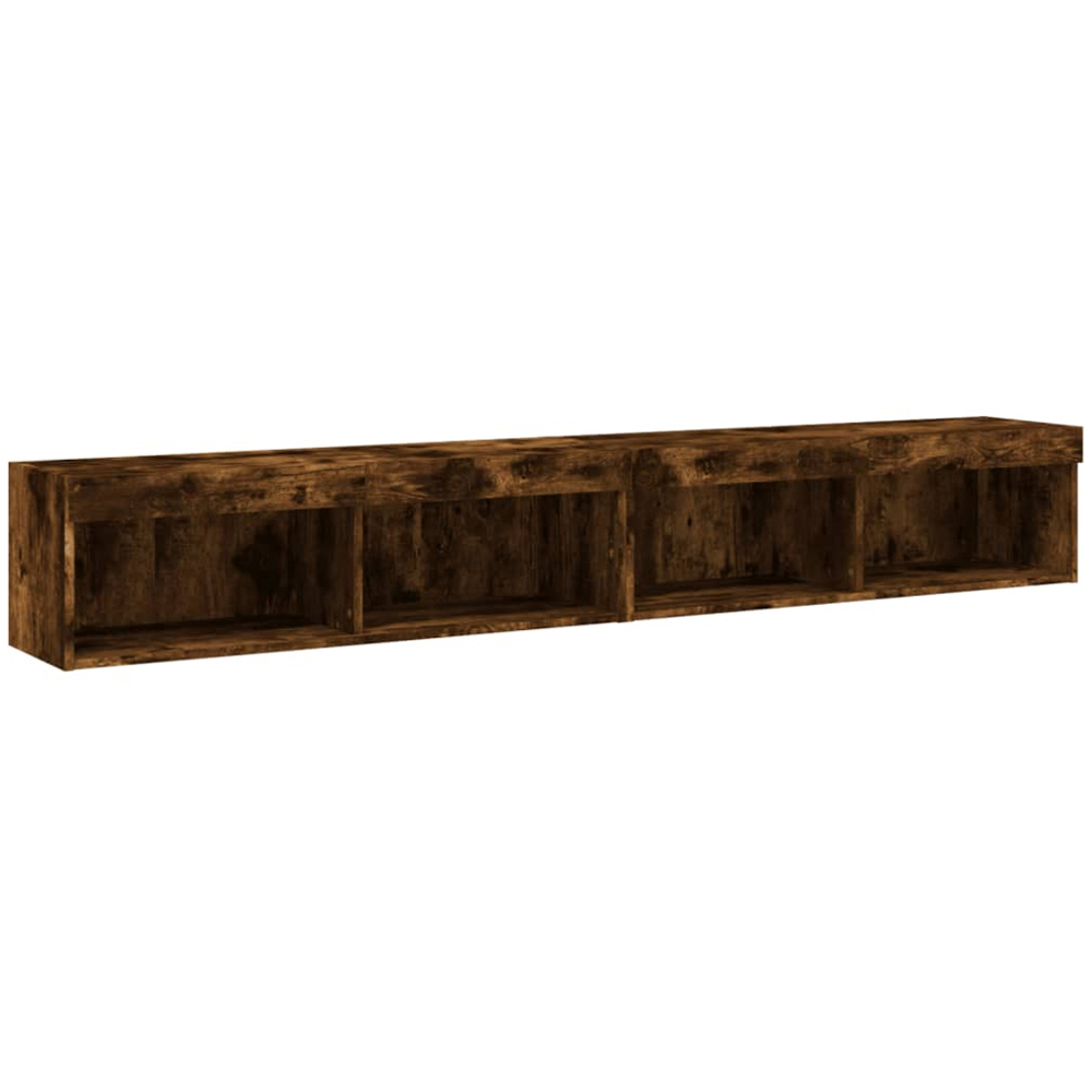 vidaXL 2 Shelf Smoked Oak Wall Mounted LED TV Cabinet Set of 2 Image 7