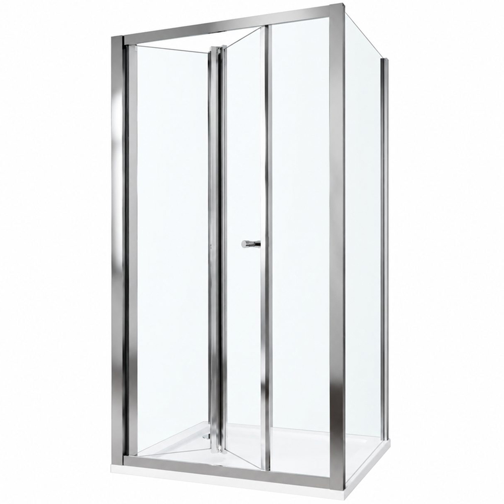 Stech Homes Bi-fold Shower Door with 2 Side Panels and Shower Tray 800 x 1850mm Image 1