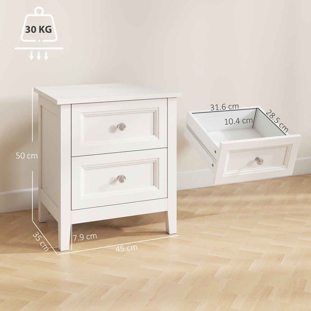 HOMCOM 2 Drawer White Nightstand Image 9