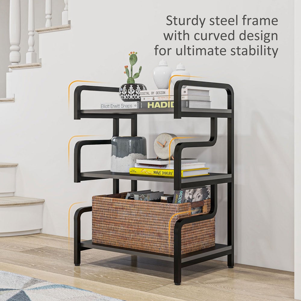 HOMCOM 3-TierBlack Storage Shelf Image 7