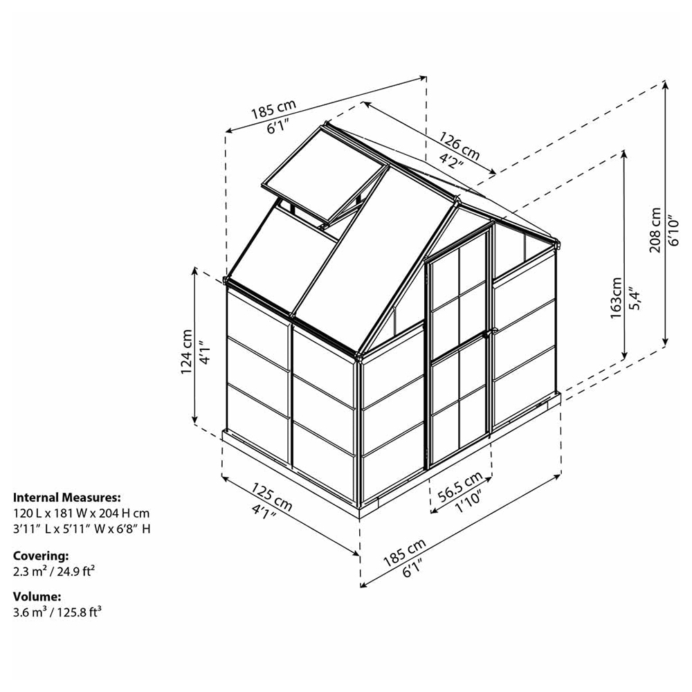 Palram Hybrid Green Aluminium 6 x 4ft Greenhouse  Image 6