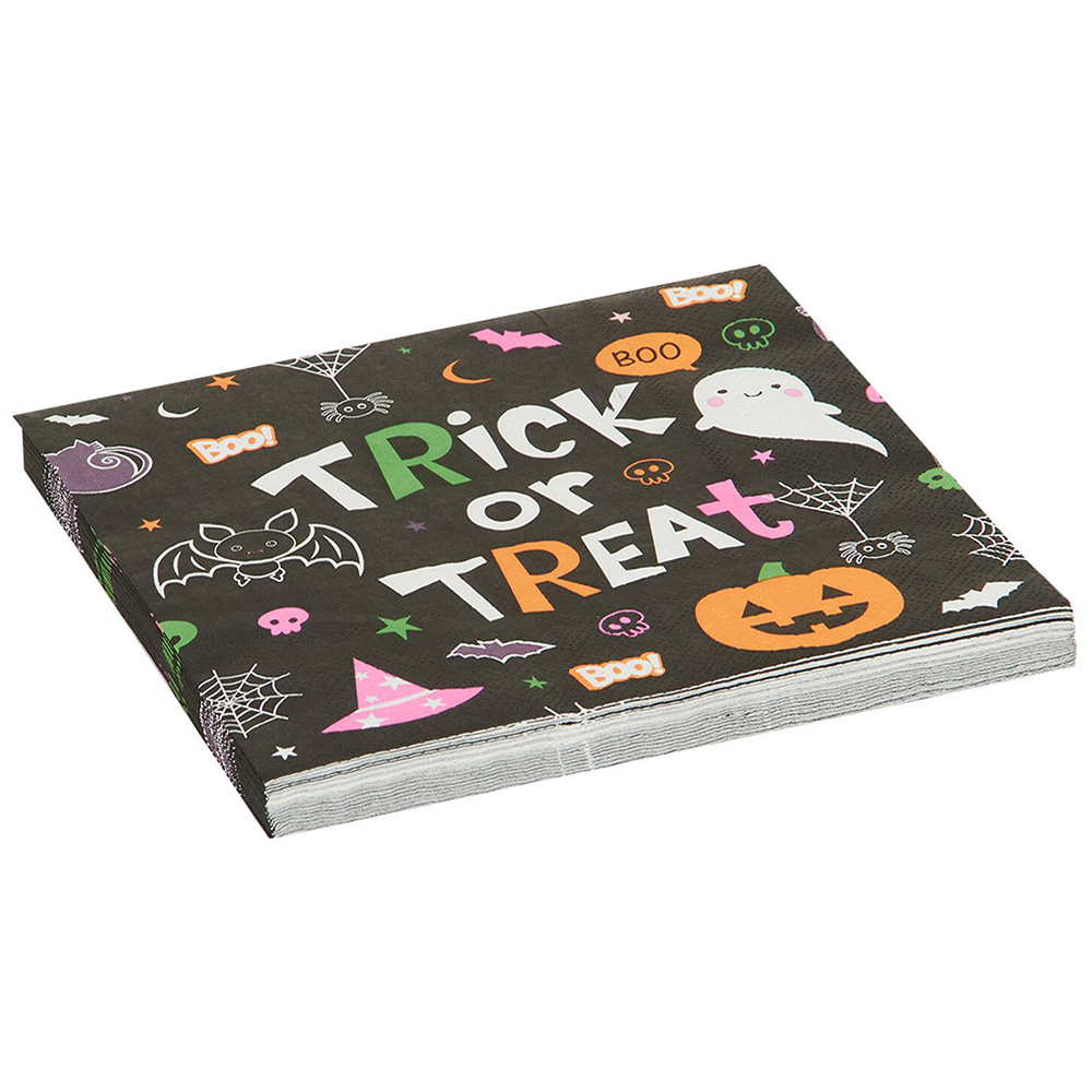Pack of 16 Trick or Treat Napkins - Multicolour Image 3