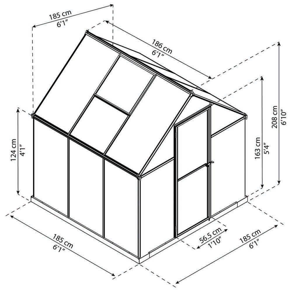 Palram Canopia Mythos Silver Aluminium 6 x 6ft Greenhouse Image 6