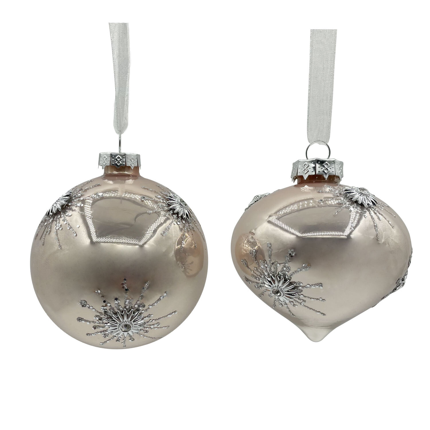 Shiny Blush Silver Flower Bauble - Blush Image