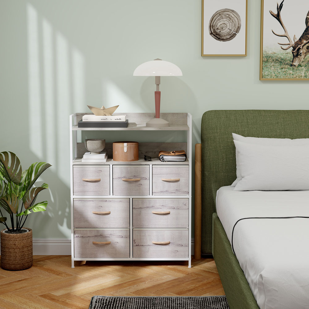 HOMCOM 7 Drawer Natural Bedroom Chest of Drawers Image 3