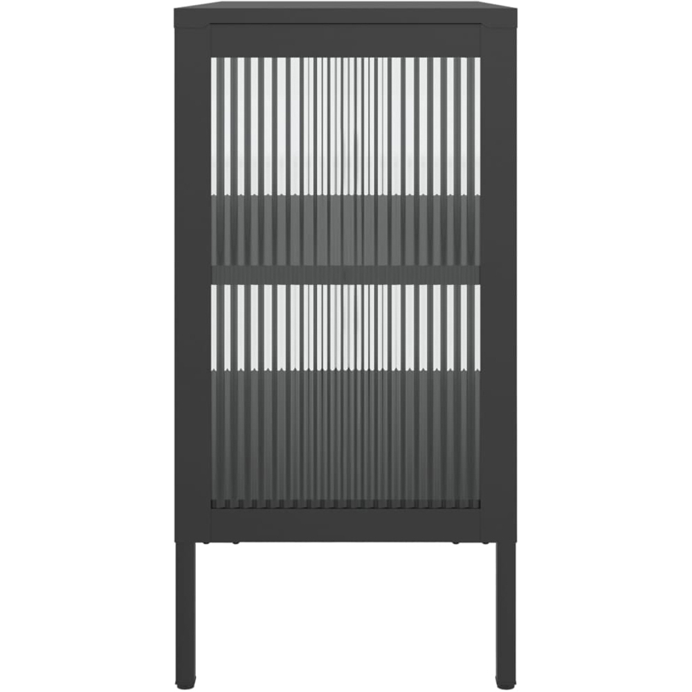 vidaXL 2 Glass Door 2 Shelf Black Wooden Sideboard Image 6
