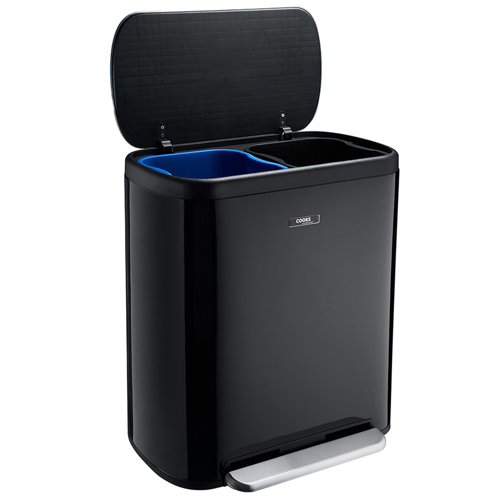Cooks Professional Dual Recycle Matt Black Single Pedal Bin 60L Image 4