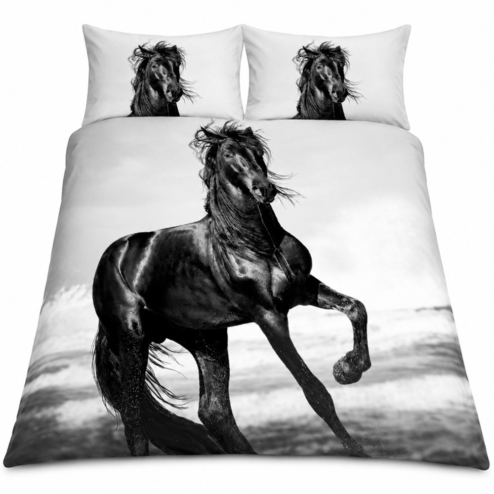 Smart Living King Size 3D Stallion Horse Print Duvet Cover Set Image 2